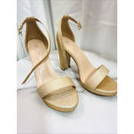 Forever Chunky Heel Low Platform Formal Sandal Heels Glitter Size 6 Gold Photo 1