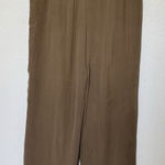 Vintage 90s Street Culture 100% Silk Pants Sz L Green Brown Wide Leg Minimalist Size L Photo 0