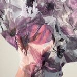 Purple floral sheer poncho shawl with sequin trim, fairycore whimsigoth witch Size undefined Photo 4