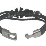 Steeltime ☠︎︎ Skull Crossbones Braid Multi Wrap Leather ☠︎︎ Black Brown ☠︎︎ Photo 5