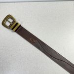 Jennifer Graham Leather Belt Womens Medium Brown Brass Buckle Embossed Boho 1.75 Photo 2