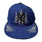 New Era 7 1/4 59 fifty New York Yankees blue tribal pinstripe cap hat Photo 0