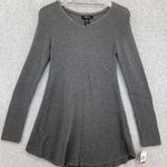 Style & Co Gray Cable Knit Sweater Flared Hem V Neck Long Sleeve Tunic Photo 6