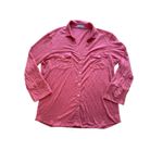 J. McLaughlin ‎ Brynn Top Womens Medium Pink 3/4 Sleeve Linen Blend Knit Button Photo 1