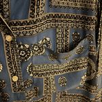 First Issue All Silk Floral Print‎ small Long Sleeve Flowy Feminine Artsy Blue Photo 2