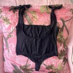 Free People coquette black bodysuit bow tie straps square neck Photo 3