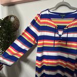 Ralph Lauren  Womens Blue Striped 3/4 Sleeve Tea-Length Shift Dress Plus XXL Photo 8
