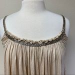 Vera Wang  Beaded Flowy Pleated Dress Tan 2 Photo 2