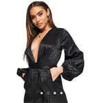 Missguided Misguided Satin Tie Front Wide Leg Jumpsuit Black Size 10 Photo 1