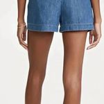 L'Agence Blue High-Waisted Jean Shorts with Tie Belt Photo 1