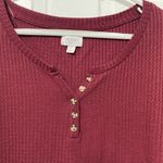 True Craft V-Neck Long Sleeve Waffle Sweater Burgundy Wine Red Women’s 1X Photo 2