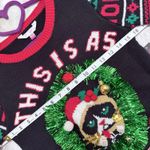 Grumpy Cat Funny 3D Ugly Christmas Women Sweater size XS/S Whimsical Holiday Black Photo 7
