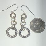 Silver Tone CZ Rhinestones Dangling Boho Drop Pierced Earrings Photo 1