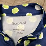 San Soleil Women's Blue White Green polka dot Print 1/4 Zip Pullover UPF 50 EUC Size L Photo 3
