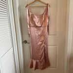 Birdy Grey  Eugina Convertible Midi Dress Shiny Satin Rose Gold Photo 1