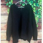 Free People  Chunky Knit Sweater Womens Large V Neck HEAVY Pullover Black Dolman Photo 0