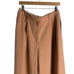 Nordstrom Wide Leg Pleated High Rise Dark Tan Trouser Dress Pants Size 12 Photo 1