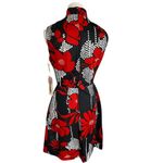Vintage 60s Sears Crestknit Mod Dress XS S Tag Jr 9 Black‎ Red Floral Scarf Mod Photo 2