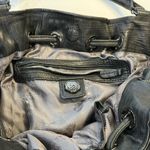 Vince Camuto  Black Leather Shoulder Bag Purse with Flowers Leather+Jaquard Photo 4