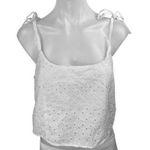 Old Navy White Sleeveless Embroidered Tie Cami Camisole Tank Crop Top Size S Photo 0