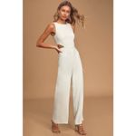 Lulus NWT  Moments to Remember White Sleeveless Wide-Leg Cutout Jumpsuit Classy S Photo 2