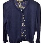 Karl Lagerfeld  blue button down lace cardigan size small Photo 0