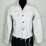 L'Agence L’AGENCE Sz XS Janelle Denim Jean Jacket Raw Hem Tie Dye Classic Boho Western Photo 0