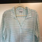 Columbia Teal and White Striped Shirt Photo 4