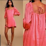 Free People  Mara Shimmer Puff Sleeves Dress Hot Pink - size small Photo 1