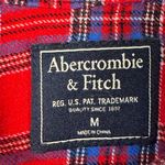 Abercrombie & Fitch  Flannel Shirt Plaid Long Sleeve Button Up Red Blue M Western Photo 2