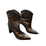 Bota Salto Alto Women's Black Leather Pointed Toe Ankle Boots 3" Heel Size 8.5 Photo 0