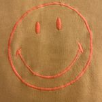 American Eagle  Funday Graphic Happiest Here Smiley Tan Sweatshirt - size XL Photo 2