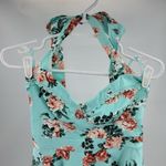 Hot Topic Aqua floral halter fit and flare bustier dress 50s pin up backless M Photo 6
