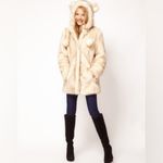 ASOS Faux Fur Coat with Teddy Ears - Cream Photo 2