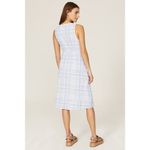 LOVE WHIT Blue Plaid Checkered Tie Front Cotton V Photo 1