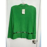 Ming Wang Cardigan Sweater XS Kelly Green Metal Detail Old Money Preppy NWT Photo 3