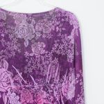 Faded Glory  Womens Floral Babydoll‎ Top Size 2X Embellished Purple Whimsigoth Photo 5