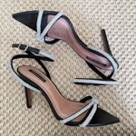 BCBGMAXAZRIA  BCBG Della Rhinestone Wrap Pointed Toe Sandal Heels Black Size 8.5 Photo 2