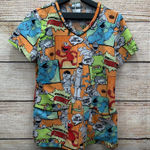 Sesame Street  Scrub‎ Top Comic Print Career Uniform Short Sleeve [Size Small] Photo 0