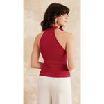 Brand New OGL Women's Size Large Eco Kiss Gathered Sleeveless Blouse Top Red Photo 1