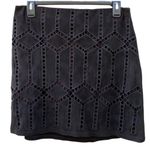 Skies Are Blue Womens Size Medium black Doris cutout faux suede skirt NWT Photo 0