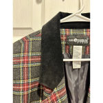 Sag Harbor Vintage Blazer Size 18W Red Green Wool Tartan Velvet Plaid Holiday Photo 3