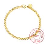 Boutique 4mm Bead Ball‎ Bracelet Minimalist Jewelry | Yellow Gold Plated Sterling Silver Photo 6