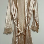 Linea Donatella  Satin Cream Robe with Lace Accents Photo 0