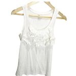 Gap Tank Top Womens Size S White Ruffle Round Neck Dressy Cotton Polyester Top Photo 0