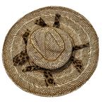 Stylish Woven Floppy Hat with Leopard and Bead Accents EUC Brown Photo 0