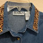 Vintage Blue Denim Shirt with Leopard and zebra Trim • Jean shirt • Jean jacket Size L Photo 3