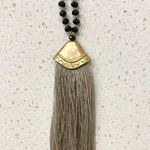 Black And Gold Long Tassel Necklace Photo 2