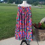 Maxi Skirt 70s Vibe High Waist Tiered Flowy Pink Photo 6