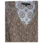 Carmen Marc Valvo Carmen Marc Vavlvo Tan 2Pc Crochet With Sparkly Beads Tank Top & Cardigan XL Photo 4